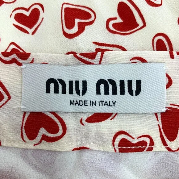 CW0805 MiuMiu color matching heart full print single breasted casual skirt 95% n